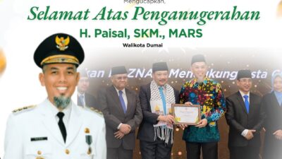 Wali Kota Dumai H. Paisal Raih Penghargaan Kepala Daerah Pendukung Gerakan Zakat Indonesia | Mas Wiwit Ketua UPZ Budi Dharma : Semoga Prestasi ini menjadi Motivasi bagi Perusahaan, Masjid, Instansi dan Lembaga lainnya di Dumai untuk membentuk UPZ di tempat masing-masing