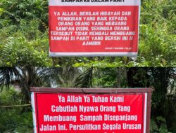 Jaya Mukti dan Tanjung Palas Saling Berpesan Lewat Spanduk Unik untuk Pelaku Pembuang Sampah Sembarangan